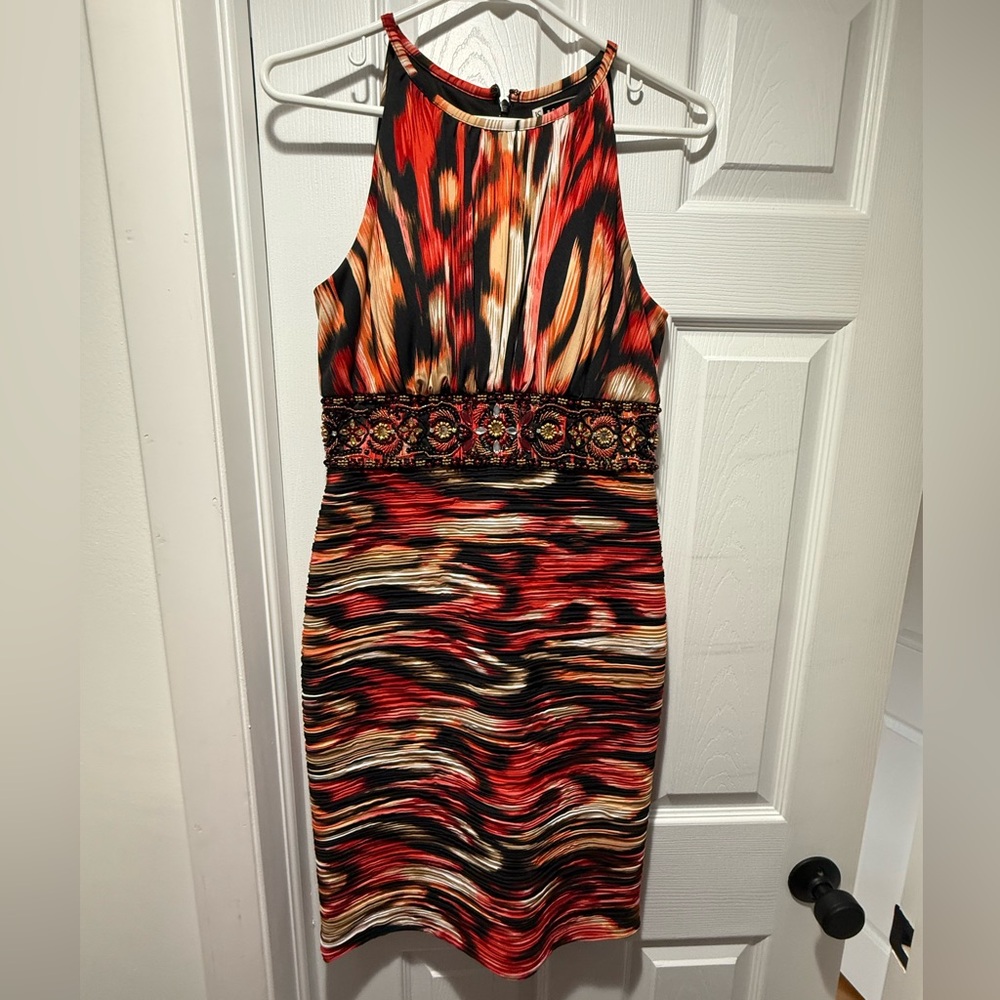 JS Boutique Fiery Red and Black Midi Dress